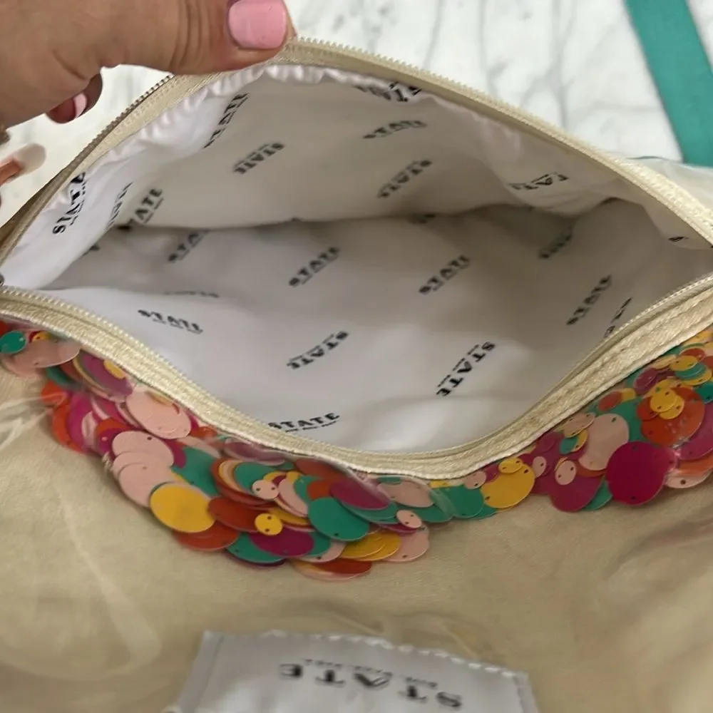 STATE Kids Backpack in White with Multicolor Confetti